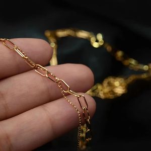 Xinfly ของขวัญหรูหราแบรนด์ที่กำหนดเองเครื่องประดับ paperclip ผู้ชายและผู้หญิงบริสุทธิ์18K สร้อยข้อมือทองคำแท้สีเหลืองแท้สร้อยคอสร้อยข้อมือ - Product Image 4