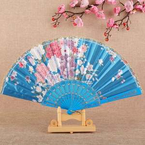 Éventail de danse espagnol classique pour femmes, 23 cm, en bambou écologique, avec délicates décorations en dentelle paon et dorure, parfait pour les mariages - Product Image 6