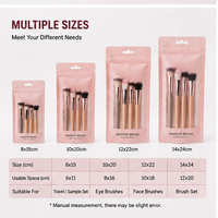Sachet refermable mat imprimé sur mesure avec fenêtre transparente, pochette en aluminium pour l'emballage des pinceaux de maquillage