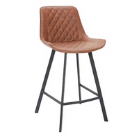 Tabouret de bar moderne et élégant avec structure en fer, stable et durable, siège en cuir pour chambre, salon, bar à domicile