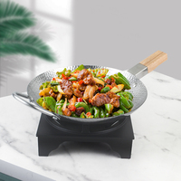 Wok commercial moderne en acier inoxydable 304 à poignée unique, épaissi, pour restaurant, idéal pour la cuisson de fruits de mer et les plats sautés, compatible cuisinière à alcool/gaz