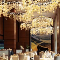 Lustre de restaurant de luxe ANNO, luminaire décoratif rond pour plafond avec pendentifs en cascade pour salle à manger d'hôtel