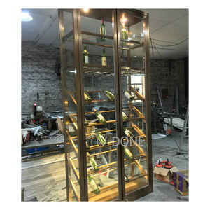 Gabinete moderno de lujo de acero inoxidable para estantes de vino para sala de estar, comedor, copas de vino desmontables, acabado cepillado mate para hoteles - Product Image 1