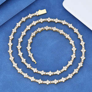 Manufacture Custom Design Fine Luxury 925 Sterling Silver Star Moissanite 6mm Tennis Chain Necklace Women <b>Men</b> Hip Hop Necklace - Product Image 1