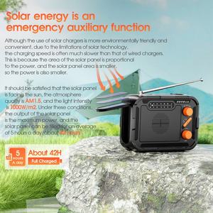 Radio Multifuncional de Manivela, Cargador Solar para Emergencias y Prevención de Desastres, Banco de Energía Portátil de 5000mAh - Product Image 6