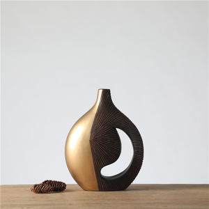 Groothandel goedkope prijs luxe stijl huisdecoratie gouden hars ambachtelijke interieur accessoires vaas hoge vloer vazen voor huisdecoratie - Product Image 3