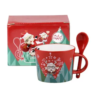 Hot Selling Product Christmas Ceramic Mug Coffee Mug With Lid And Spoon