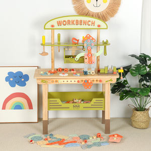 나무 녹색 대형 도구 테이블 척 게임 세트 너트 제거 나사 조립 시뮬레이션 수리 목수 장난감 조립 장난감 - Product Image 6