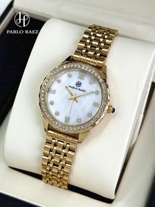 Ladies' premium casual small-sized <b>watch</b> with fashionable mother-of-<b>pearl</b> dial and rhinestone accents, water-resistant, and non- - Product Image 2