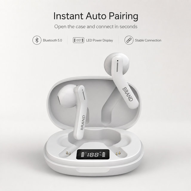 TWS Bluetooth Earphones True Wireless Digital Display LED Chamber in Ear Earphones Factory Customized Logo