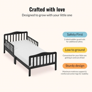 Montessori <strong>Classic</strong> Black Nursery Furniture Floor Bed <strong>Crib</strong> Toddler Bed Two Side Safety Rails Wooden Kids' Beds With Slats - Product Image 4