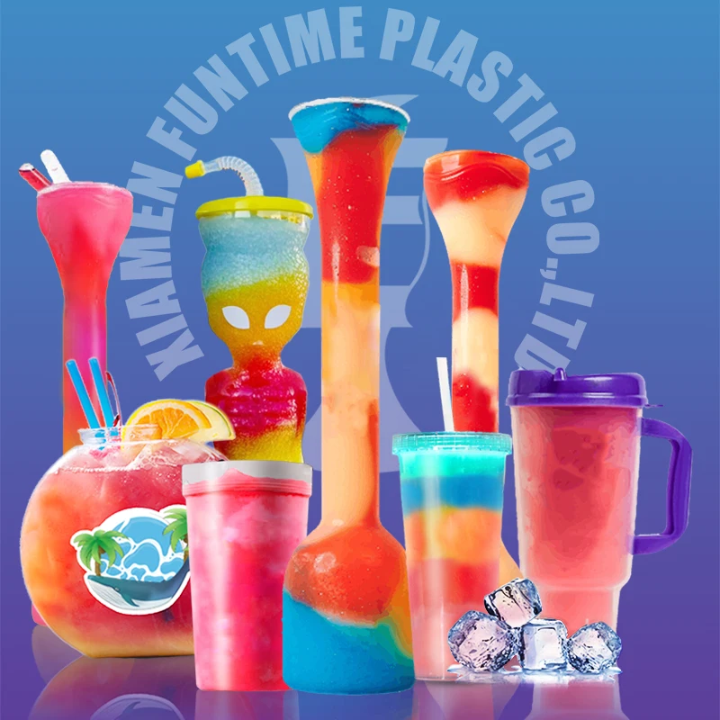 Copo de lembrança personalizado para parque temático daiquiris, copos congelados de 16 onças/24 onças/32 onças, copos de plástico personalizados para bebidas congeladas