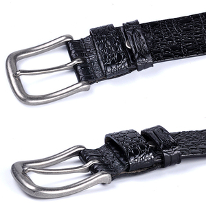 Luxury <strong>Croc</strong> Embossed Cowhide <strong>Men</strong> Belt Alloy Single Pin Buckle 90-130cm Length for Universal Daily Business Usage - Product Image 2