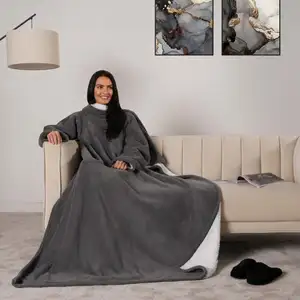 Cobertor confortável de manga para aconchegar, cobertor Sherpa com mangas
