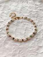 Bracelet fleur en perles de rocaille en acier inoxydable, marguerite dorée, blanche et verte, fait main, réglable, style bohème
