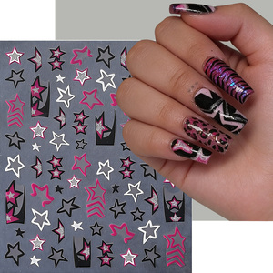 Pegatinas de <span class=keywords><strong>Uñas</strong></span> con Estrellas Huecas Doradas <span class=keywords><strong>y</strong></span> Plateadas, Estilo Y2K, Líneas Irregulares de Pentagrama, Adhesivos para <span class=keywords><strong>Uñas</strong></span>, Decoración de Manicura DIY - Product Image 2