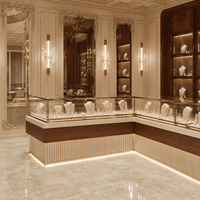 Vitrine de présentation de bijoux personnalisée avec éclairage LED, en verre, pour boutique de bijoux de luxe