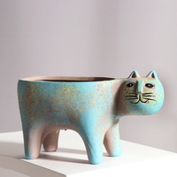 Chat mignon Pot de fleur succulente en céramique personnalité créative Simple queue de singe poste Cactus Pot de fleur