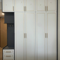 Armoire modulaire avec miroir, minimaliste, en MDF blanc, pour chambre d'hôtel, style mi-siècle, en bouleau, style côtier