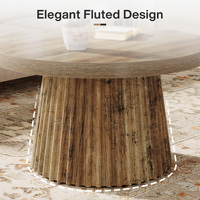 Tables basses rondes Tribesigns de 31,5 pouces, style ferme, avec base en forme de tambour cannelé, style moderne du milieu du siècle, table d'appoint bohème