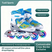 Nouveaux patins à roulettes unisexes pour enfants, à une rangée, entièrement lumineux et réglables, pour l'extérieur, ensemble complet avec coque en maille PU, matériaux PU/PP
