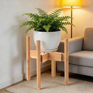 植物スタンド 室内 屋外 ガーデン 竹製 木製 完全調整可能 10インチと14インチのプランターポットに対応 植物や花用 - Product Image 5