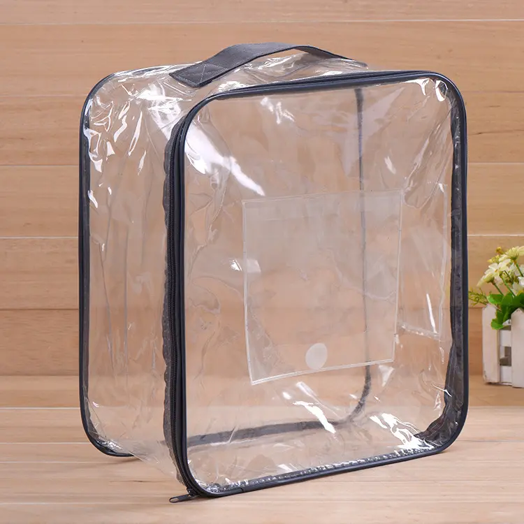 Étanche PVC transparent à main fermeture éclair vêtements stockage couverture fil d'acier sac d'emballage