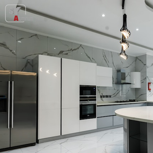 Moderno Nuevo Aluminio Metal Cocinas Gabinetes Precio Barato Color Gris Perfil de Aluminio Gabinete de Cocina Diseño - Product Image 3