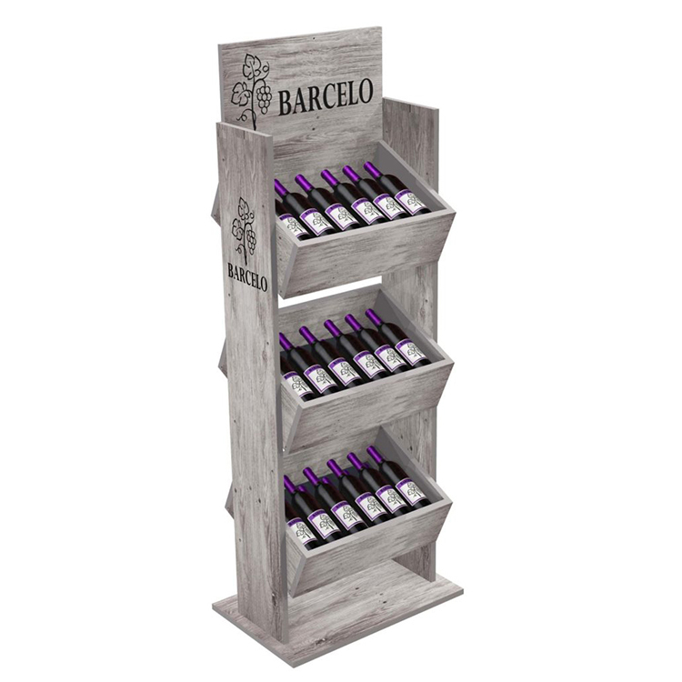 Customized Double Sided Solidwood Material Display Stand for Tequila Wooden Wine Side Brander for Grocery — view 6