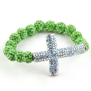 Women Fashion 10mm Rhinestone Pave Ball Beads <strong>Crystal</strong> Pave Charm Energy <strong>Bracelets</strong> Cross <strong>Bracelet</strong> - Product Image 4