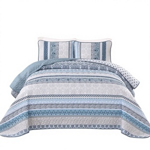 Wholesale 3pcs Lightweight Plain 200TC Fade Resistant All-Season Ultrasonic Quilted Polyester Vintage Hotel Duvet Cover Sheet - Product Image 2