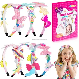 BELLEWORLD pacote personalizado princesa crianças lantejoulas arco headwear headwear bonito estrela borboleta cabelo arcos hairbands cabeça aro para diy