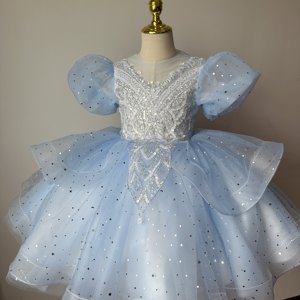 Robe de Soirée Anniversaire pour Filles, Robe de Demoiselle d'Honneur pour Enfants, Robe de Princesse pour Petite Fille, Robe de Performance Haut de Gamme en Crochet - Product Image 2