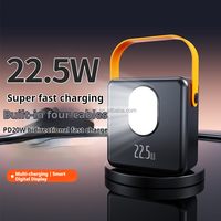 Große Kapazität Powerbank 120000mAh Eingebaute 4 Kabel Duale LED-Beleuchtung Multi-Port 3USB 22,5W Schnellladung für Outdoor-Notfälle