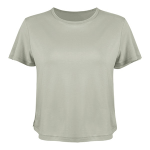 Camiseta corta personalizada en blanco, camiseta de manga corta, Camiseta corta transpirable, Camiseta deportiva de Yoga, Camiseta corta con cuello redondo para mujer - Product Image 3