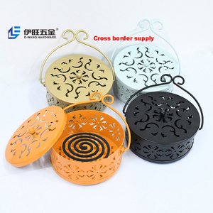 YIWANG Iron Fireproof Mosquito Coil Tray Incense Mosquito Coil Box with Handle