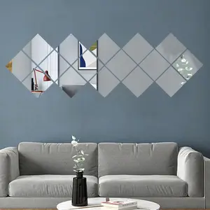 Pegatinas de pared de plástico para decoración del hogar, espejo de hoja acrílica autoadhesivo para sala de estar, para techo de boda