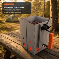 Allume-charbon pliable écologique de haute qualité en acier galvanisé 0,6 mm avec poignée de protection thermique pour barbecue