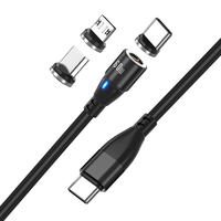 Kabel ponsel PVC 3 dalam 1, kabel Data pengisian Universal dengan IOS & Tipe C & mikro USB konektor magnetik ujung 1 (diskon 20%)