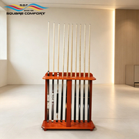 Support de sol pour queues de billard S.Q.F en bois massif à 8 fentes, support vertical pour queues de billard et de snooker avec boîte pour 1/2 queue, étui pour queues de billard pour salle de jeux à domicile