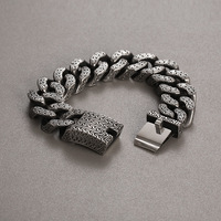 Bracelet rétro pour homme en acier inoxydable de 220mm à maillons cubains en plaqué or, styles religieux à la mode, bracelets à maillons de chaîne à la mode