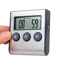 Termometer Daging dengan Probe untuk Oven, Barbekyu, dan Pemanggangan, Dilengkapi Timer Dapur dengan Fitur Countdown