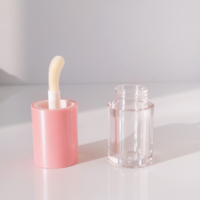 Nouveaux tubes à gloss ronds populaires de 5 ml en plastique, mignons, pour cosmétiques, avec bouchon à vis et impression sérigraphiée, rose
