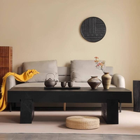 Table basse moderne minimaliste en chêne massif, portable, noir mat, profil bas, style nordique, meubles de salon