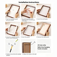 Cadre photo oblong en bois massif naturel fait main, pour montage d'œuvres d'art, présentation sur table/au mur, cadre DIY avec passe-partout multi-ouvertures pour collage