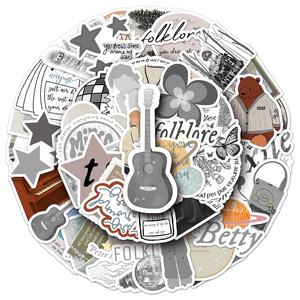 50 Uds. Pegatinas promocionales de fábrica para funda de teléfono, tonos blancos y negros, todos los álbumes de <span class=keywords><strong>Taylor</strong></span> cortados (folclore), pegatinas - Product Image 6