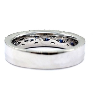 Bagues de mariage classiques modernes en or blanc 18 carats de haute qualité avec saphir bleu taille brillant rond pour femmes - Product Image 3