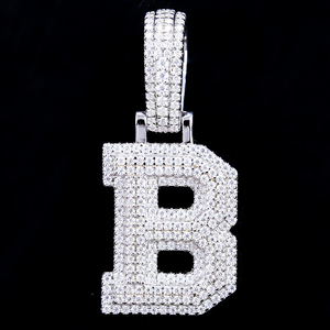 Colgante de letra inicial estilo Hip Hop con moissanita VVS color D, pasa la prueba del diamante, para hombre y mujer, joyería con dije de letra B - Product Image 1