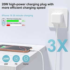 High Power <b>Adapter</b> US/EU/UK PD Charger 35W Dual <b>USB</b>-<b>C</b> Type <b>C</b> Fast Charger for iPhone 16 15 14 13 12 11 Pro PD Charger With Cable - Product Image 2