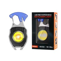 Porte-clés magnétique puissant COB lampes de travail, lampe de poche rechargeable USB 3modes avec ouvre-bouteille